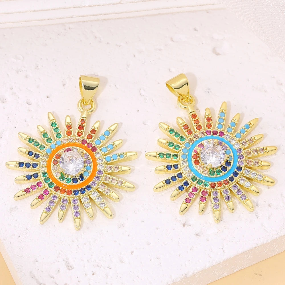 Juya Handmade 18K Real Gold Plated Opal Shell Round Turkish Greek Evil Eye Charms For DIY Luxury Talisman Pendant Jewelry Making