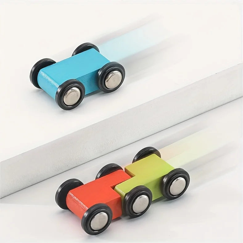 Children's Educational Track 4-Layer Wooden Gliding Car Coasting Racing Car Slide Racing Fun Track Car Educational Toy