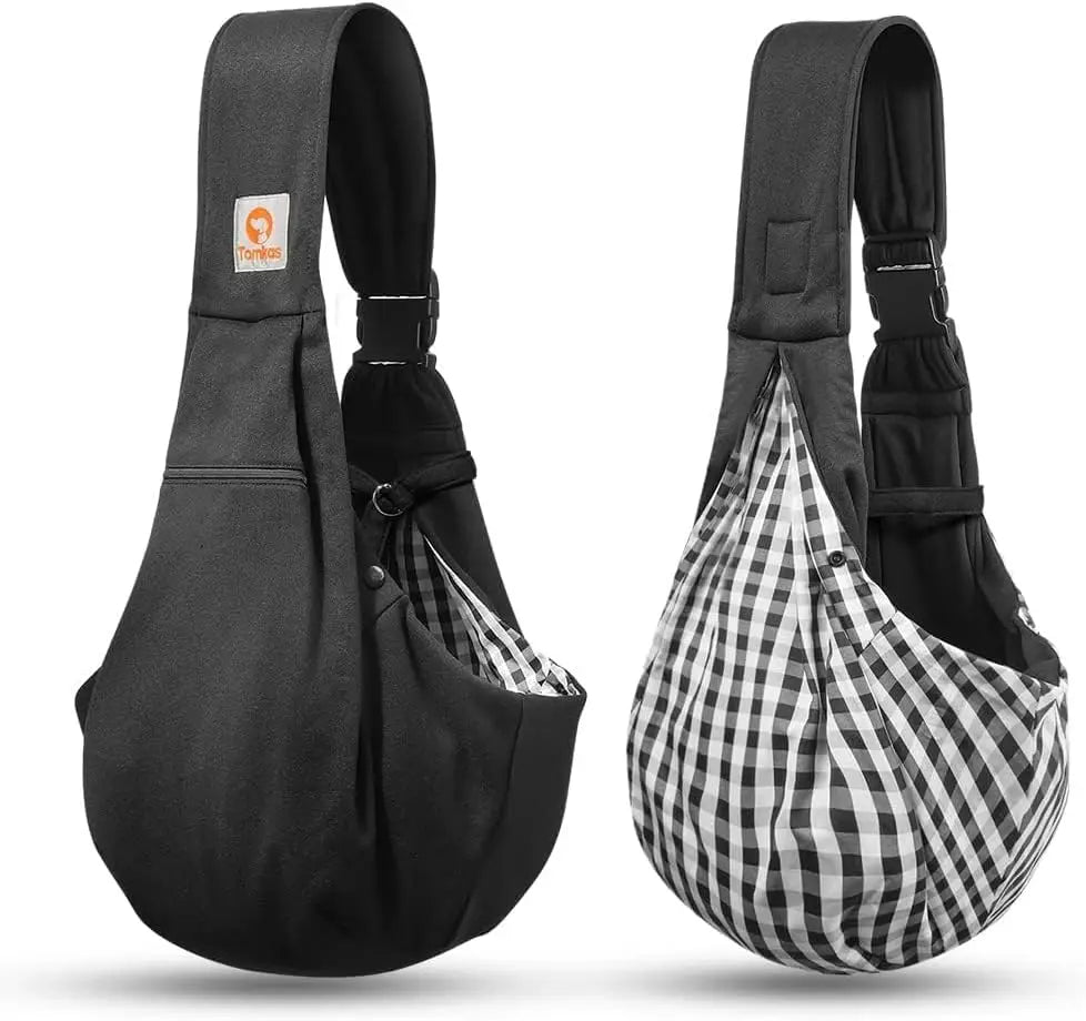 Black Small Dog Chest Carrier Bag with Adjustable Shoulder Strap And Zippered Pocket for Puppy Pet Transport