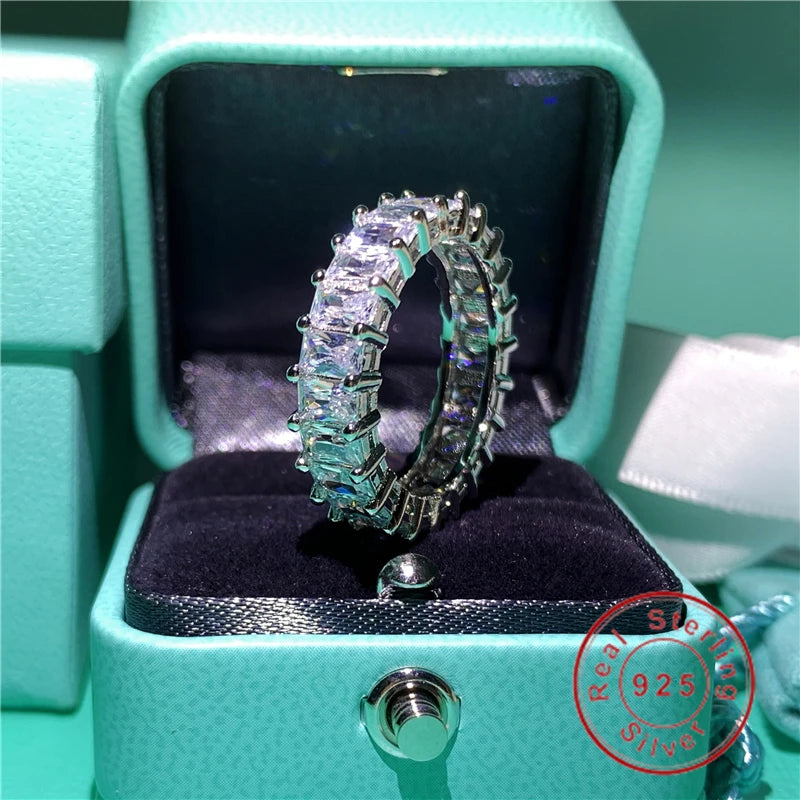 infinity ring S925 Sterling Silver Micro pave Moissanite Engagement Wedding Band Rings for women Party Jewelry
