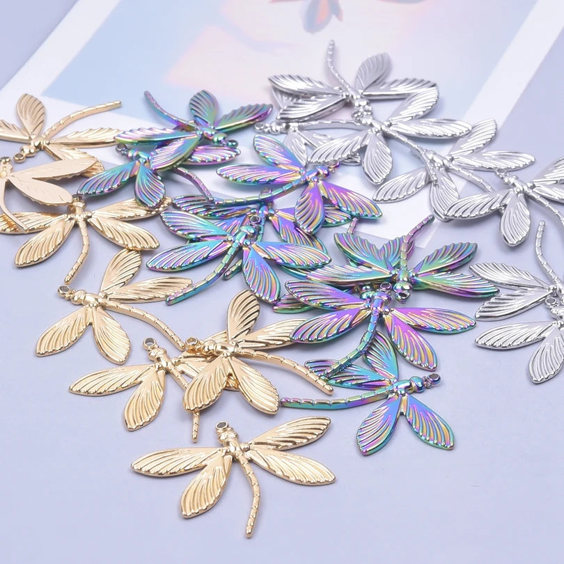 10PCS Ancient Egyptian Scarab Beetle Pendants Charms Stainless Steel Dragonfly Butterfly Pendant for Jewelry Making DIY Necklace