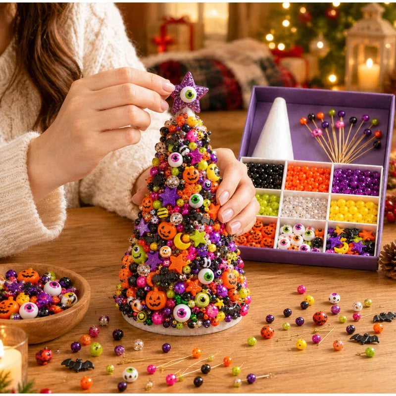 DIY Bead Christmas Tree Craft Kit Santa Claus Bead Craft Tabletop Xmas Ornament Handmade Holiday Home Decor Gift For Craft Lover