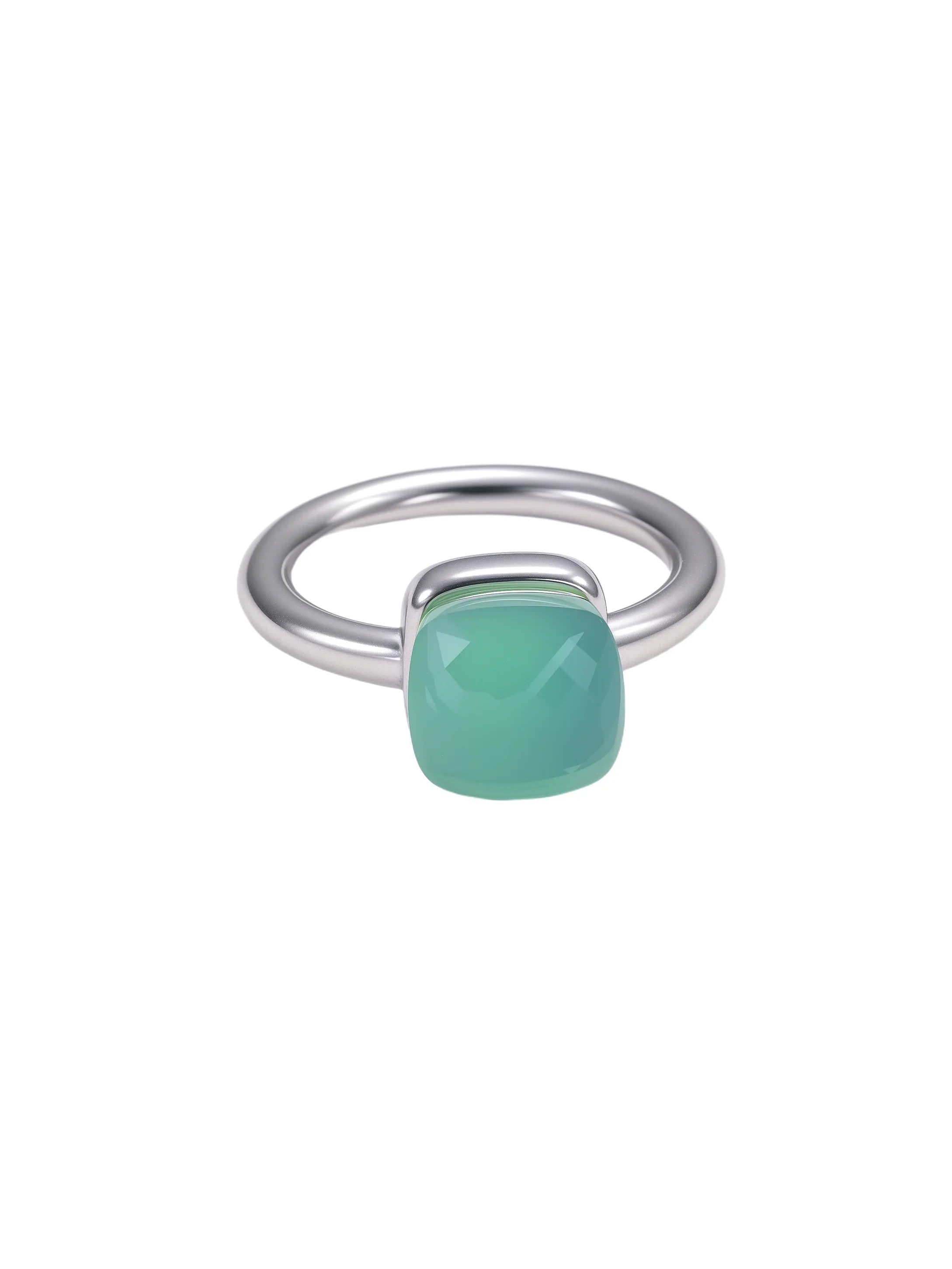Colorful Crystal Nude Ring for Women 18K Gold Plated Stainless Steel Candy Color Square Stone Statement Rings Jewelry Gift