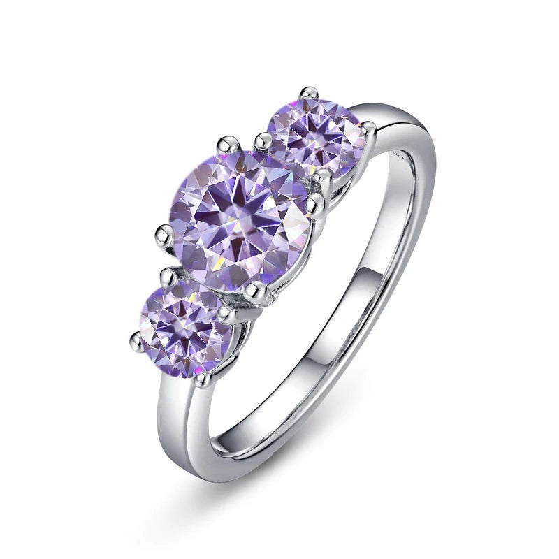 JoyceJelly S925 Sterling Silver Colors Moissanite Ring 2CT 4CT Total Full Moissanite Diamond Jewelry For Wedding Engagement Gift