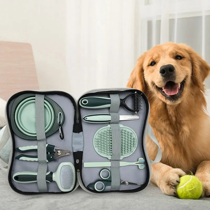 8 in 1 Dog Cat Grooming Comb Set Pet Cleaning Brush Tool Set Pet Multi-Functional Cleaning Set Cat Hair Removal Brush Kit