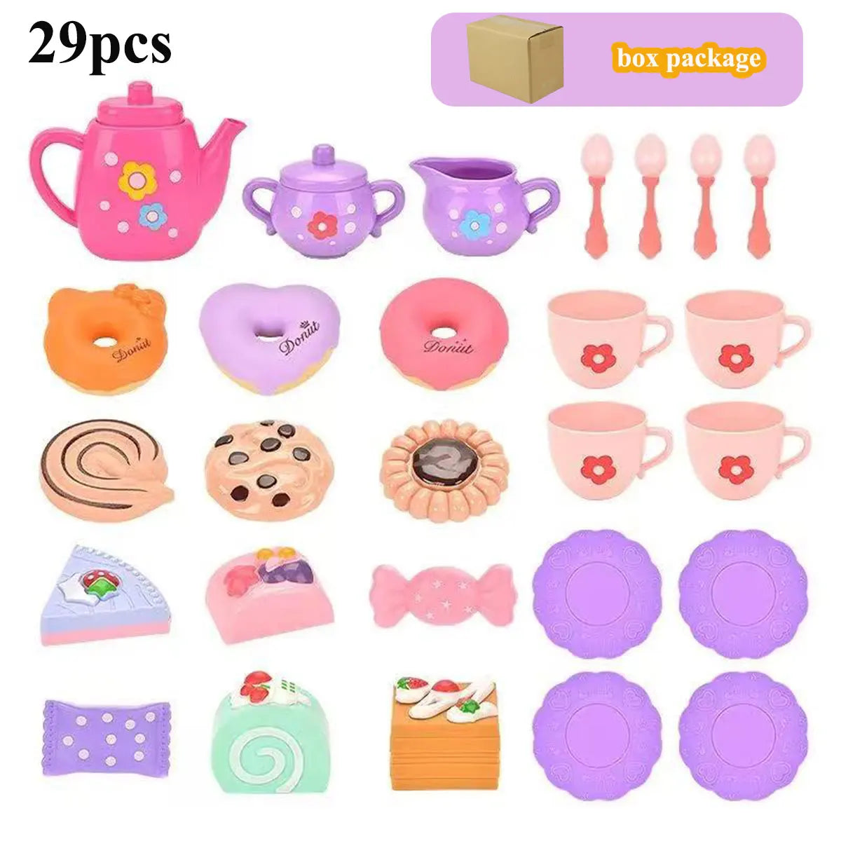 Kids Tea/Pastry Set Toy Simulation Pretend Play Food Playset for Children Montessori Toddler Children Gift Kitchen Girl