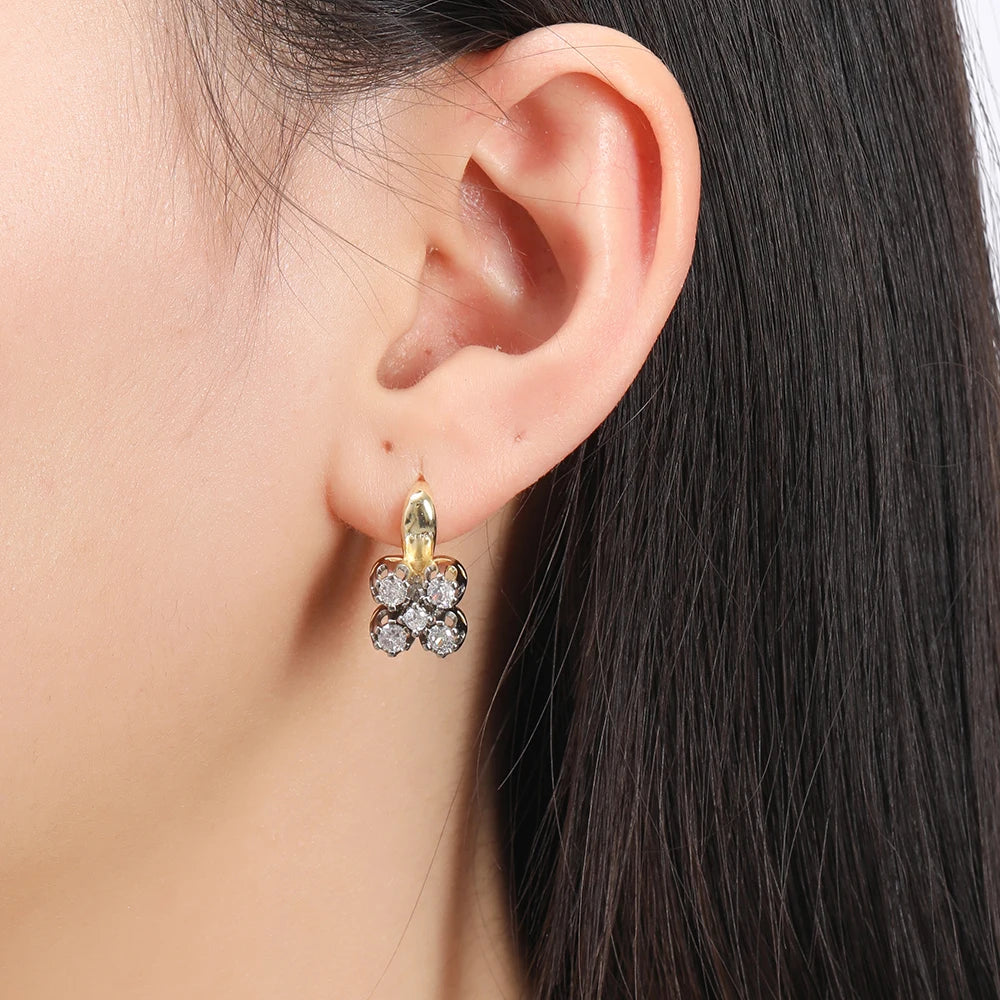 Simple and Exquisite Inlaid Zircon Two-Tone Jewelry Set Copper Plated 14K Gold Fashion Jewelry Birthday Party Wedding Souvenir