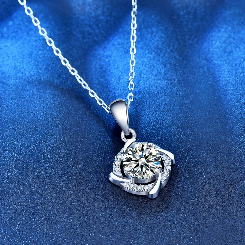 Fashion Luxury Trendy Classic 1ct GRA Moissanite Irregular Sqaure Necklace For Charm Women 925 Silver Party Jewelry Gift