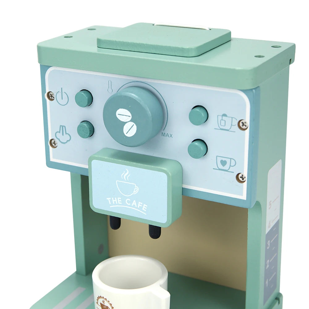 Kids Kitchen Toy Set Wooden Coffee Maker Set Simulation Cookie Pretend Play Educational Toys Gifts for Girls Boys