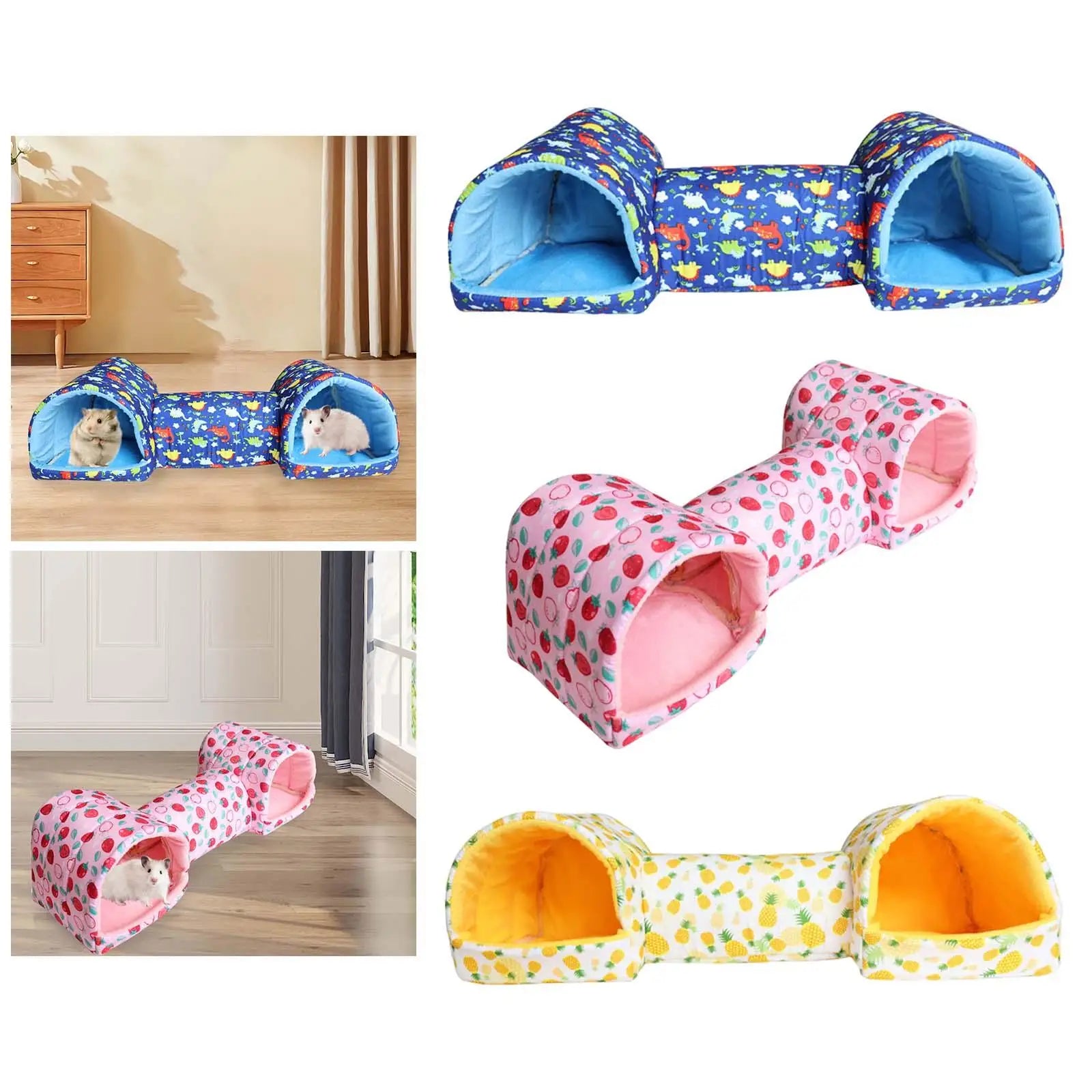 Guinea Pig Tunnel and Bed Corner Tunnel Breathable Hamster Hideout Bunny House for Chinchilla Mice Hedgehog Small Animals Ferret