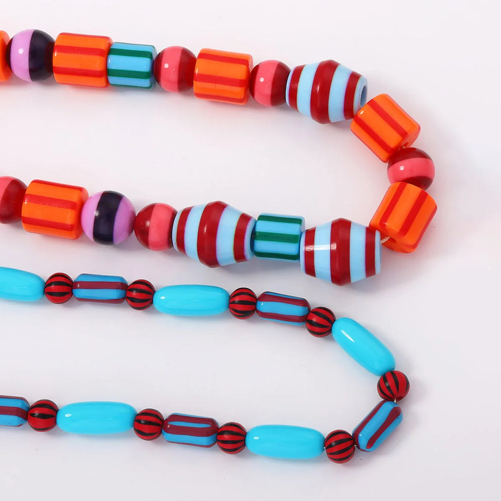 Bohemia Colorful Resin Beaded Choker Necklaces for Women y2k Jewelry Boho Statement Necklace Gifts