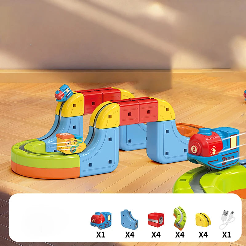 DIY Latest Educational Toys Assembly Magic Track Train Set Children's Toys Non-remote Control Rail Car Gift Box Christmas Gifts