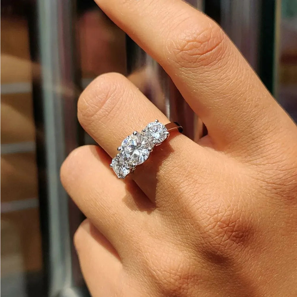 JoyceJelly S925 Sterling Silver Colors Moissanite Ring 2CT 4CT Total Full Moissanite Diamond Jewelry For Wedding Engagement Gift