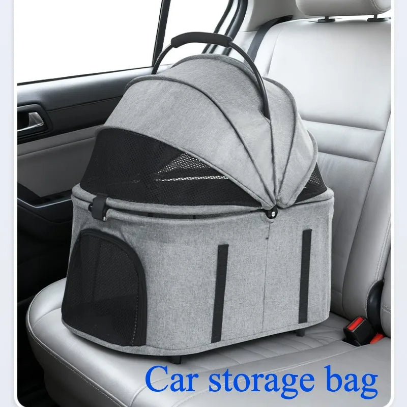 Double Pet Stroller with Detachable Carrier for Medium Small Dogs and Cats Durable Universal Wheels with Brakes Max for 30LBS
