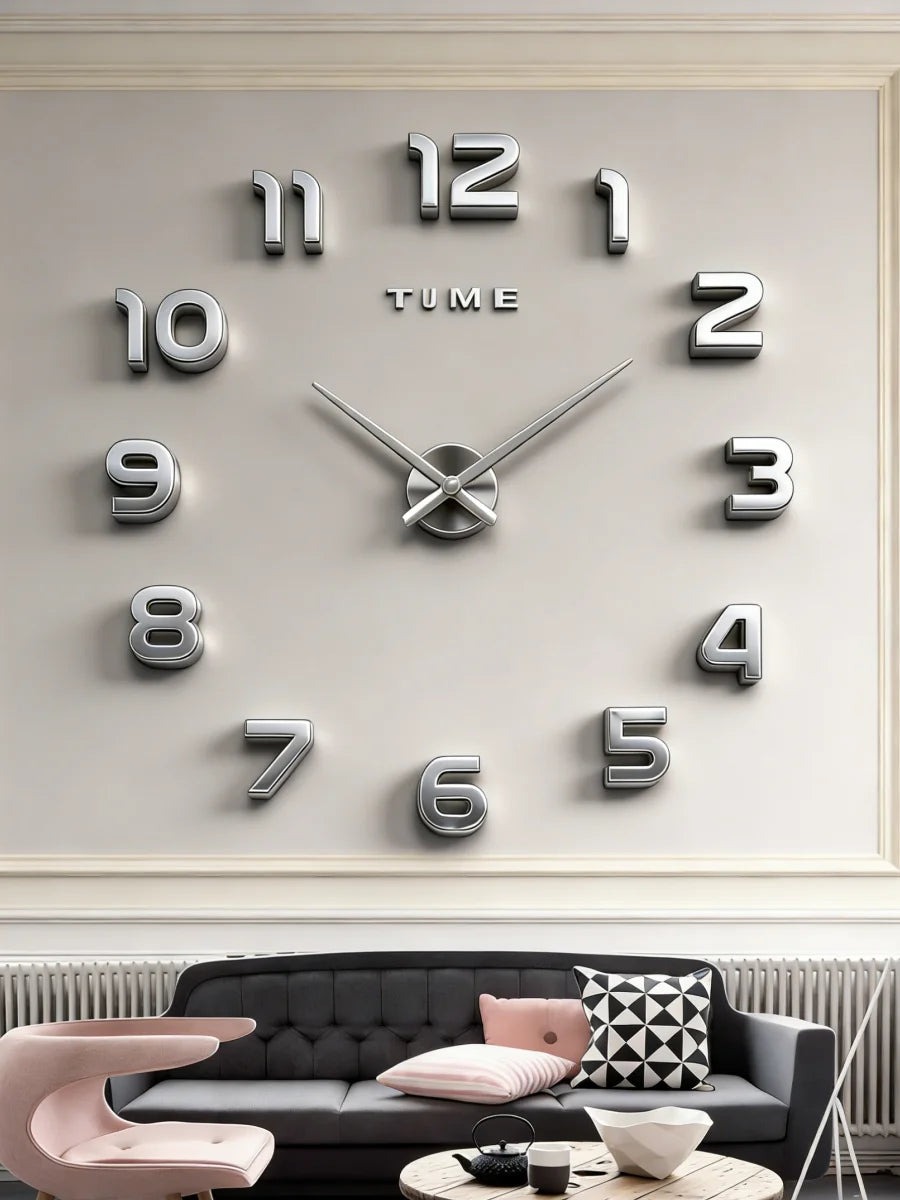 2026 Modern Design Large Wall Clock 3D DIY Quartz Clocks Fashion Watches Acrylic Mirror Stickers Living Room Home Decor Horloge