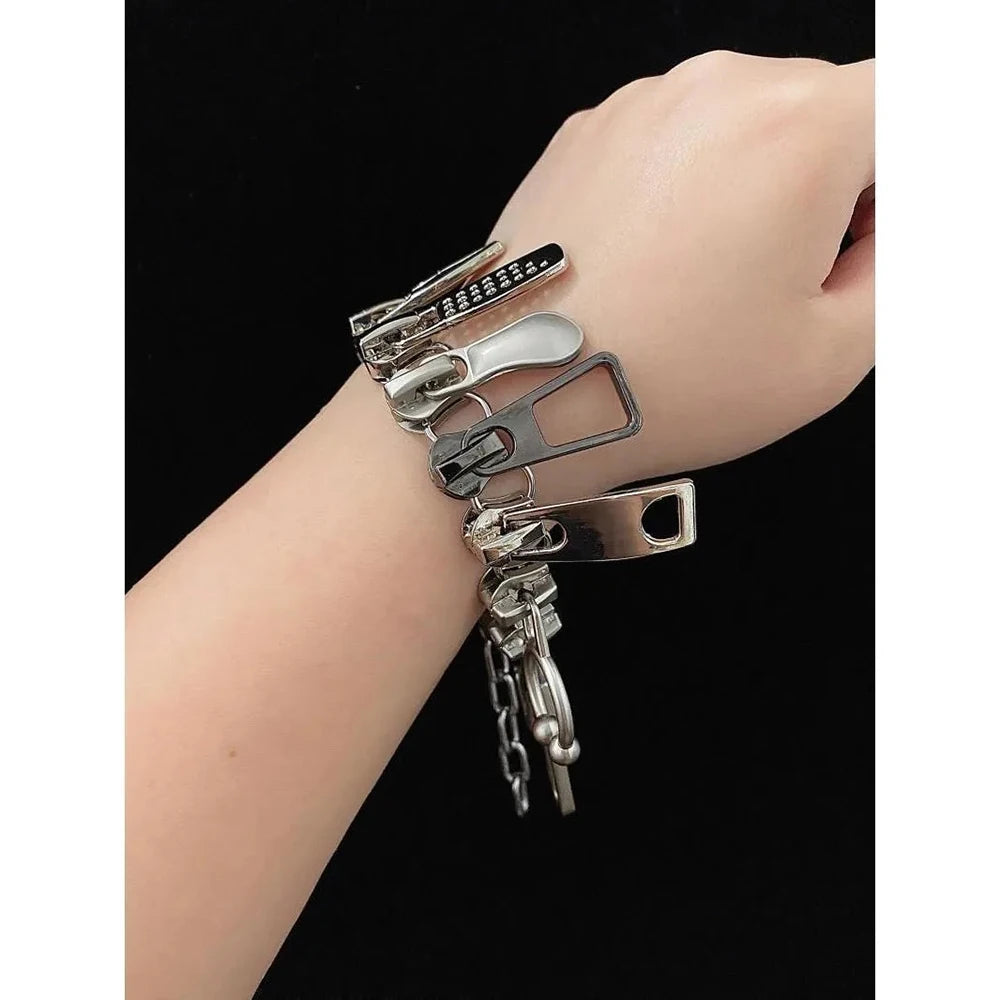 Cyber Punk Zipper Necklace Fringe Chain Head Y2k Hip Hop Choker Men's Women's Fashion Personality Jewelry Accessories