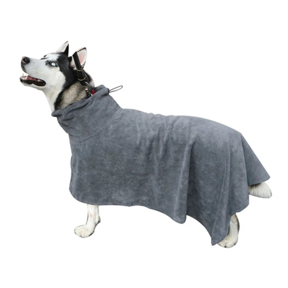 Super Absorbent Dog Bath Robe Microfiber Pet Towel Dries Wet Dogs in 2 Minutes Adjustable Collar Design for Cats Dogs Size M