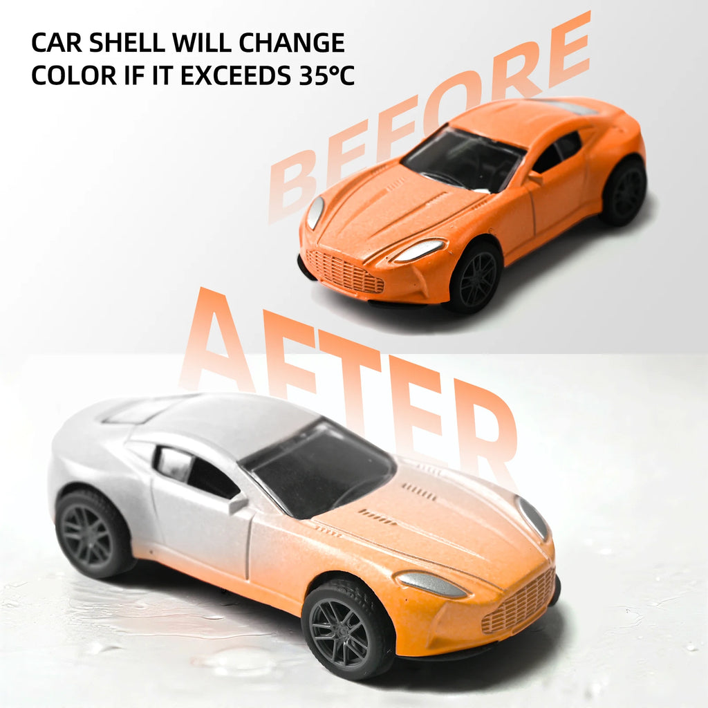 1:64 Alloy Racing Car Inertia Pull Back Toy with Temperature Sensitive Color Changing Magic Crash-Resistant Birthday Gift