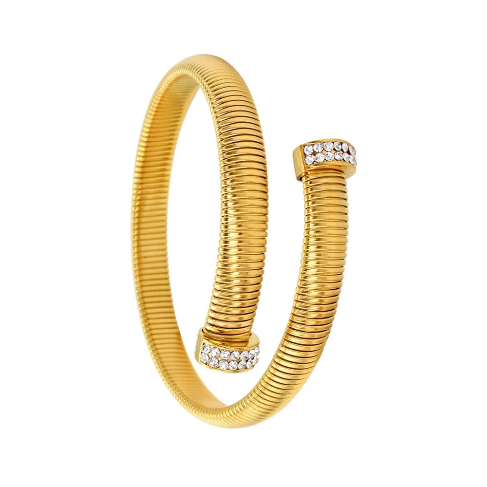 High Quality Cross Cuff Stainless Steel Jewelry Set Personalized Spiral Texture 18K Gold Plated Arm Neck Bijoux Waterproof