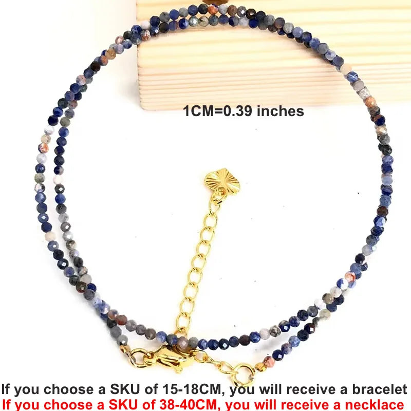 Natural Gemstones 2mm Cutting Angle beads Necklace Tourmaline quartz garnet zircon Bracelet Choker Men Female Jewelry Party Gift