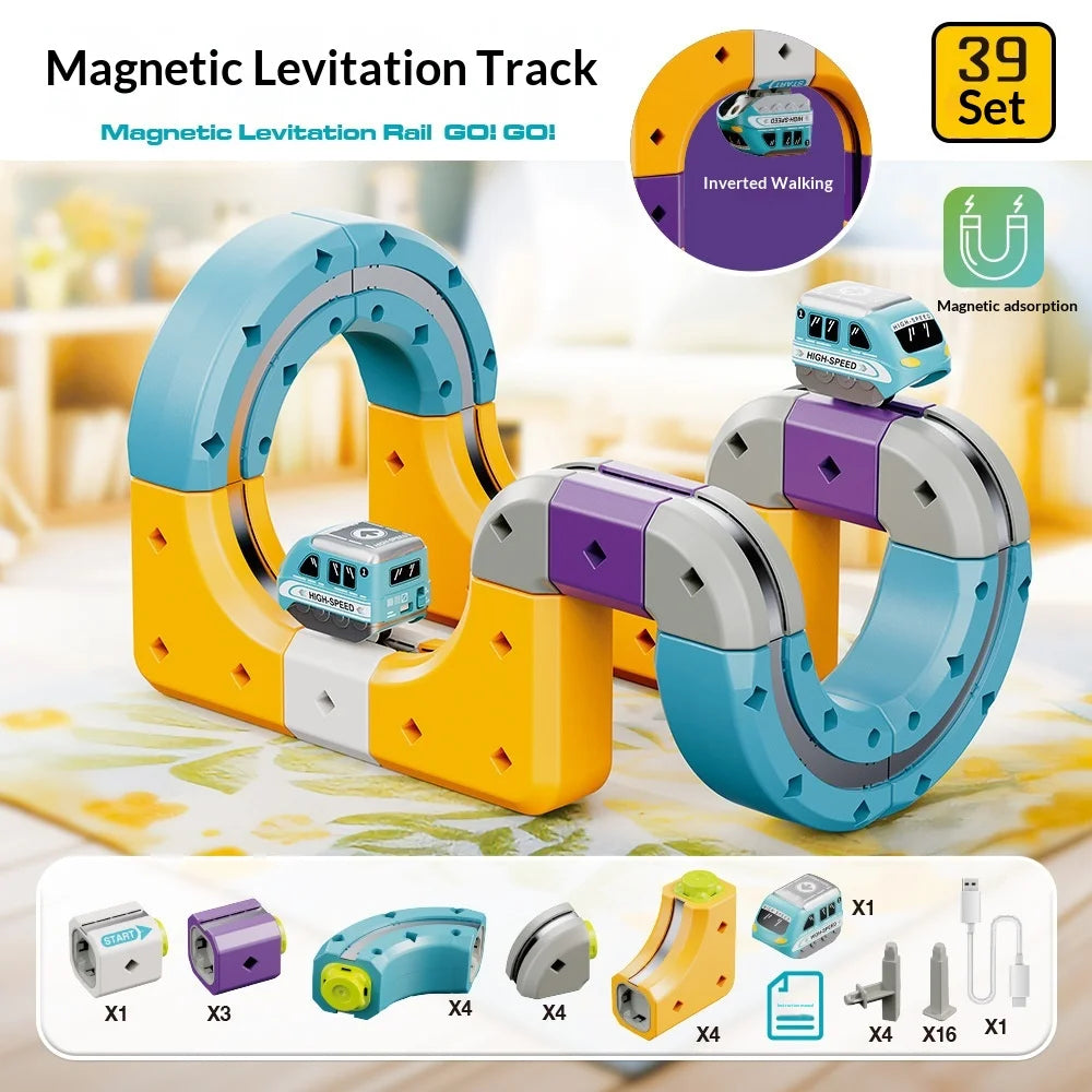 Generic Magnetic Building Blocks Track Car Variable Assembled Puzzle Educational Toy Family Interactive Game School Gift