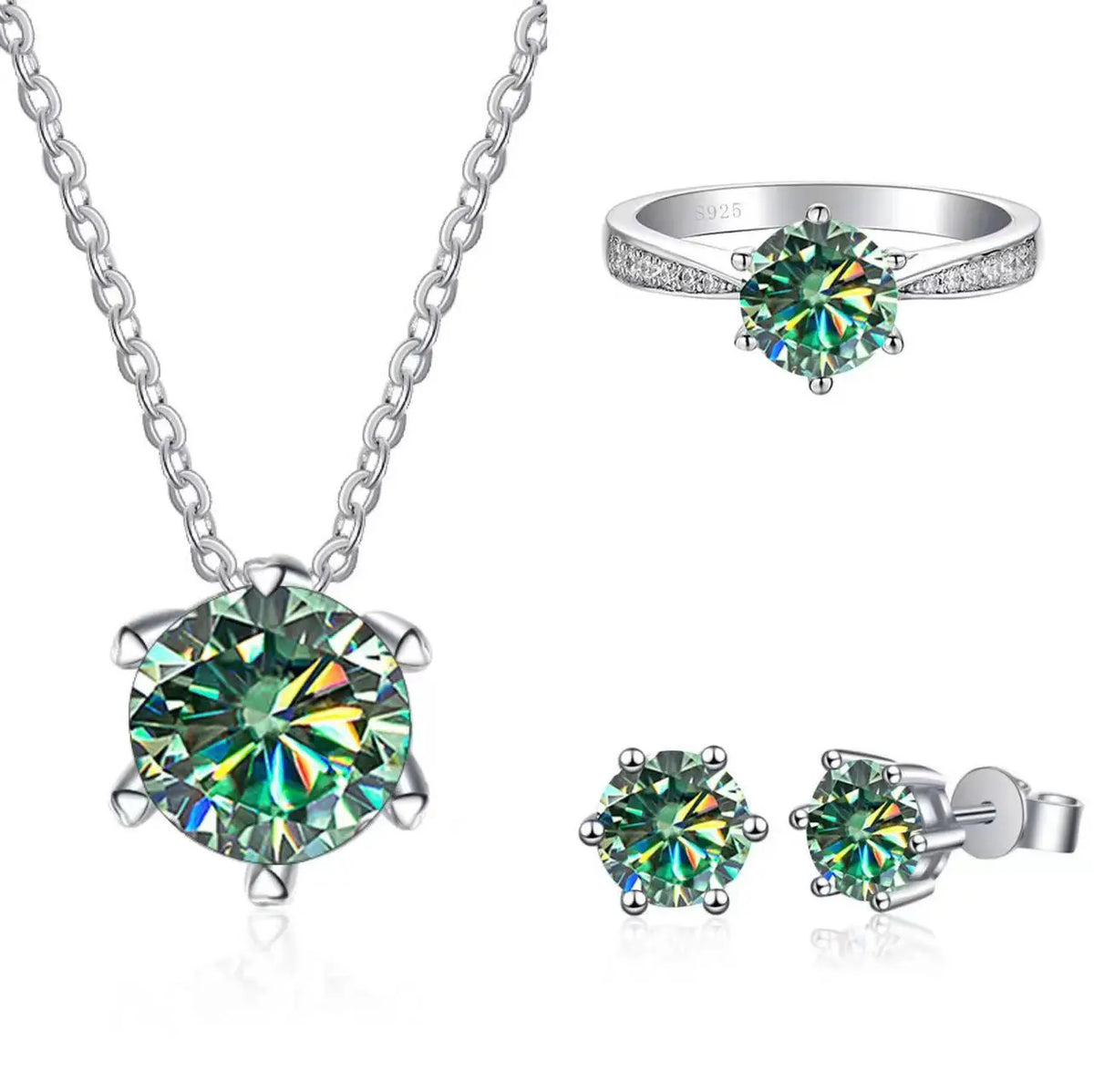 JoyceJelly Moissanite Jewelry Set With 1CT D Color VVS 3EX moissanite stone pass diamond test Wedding Luxury Fine Jewelry gift