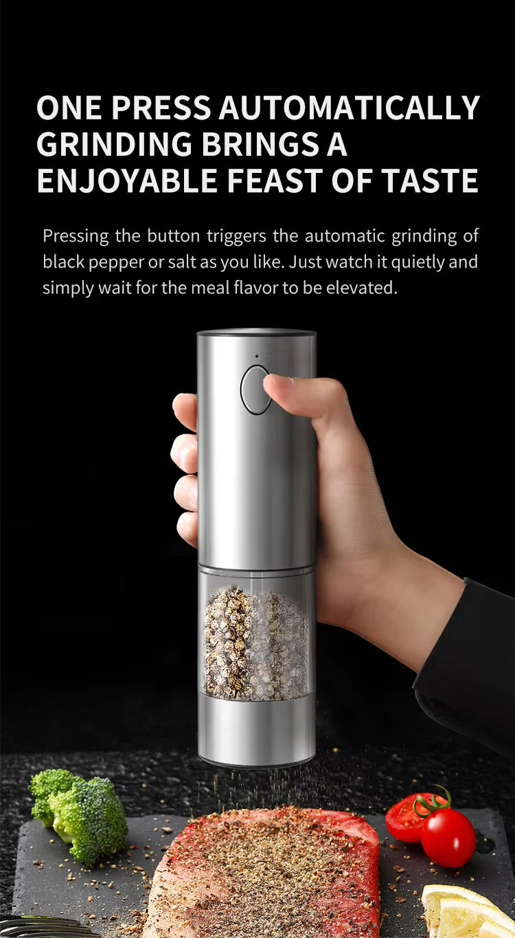 1/2Pcs Electric Salt and Pepper Grinders Set Capacity 190ML USB Rechargeable Base Adjustable Coarseness Spice Mill Kitchen Tools