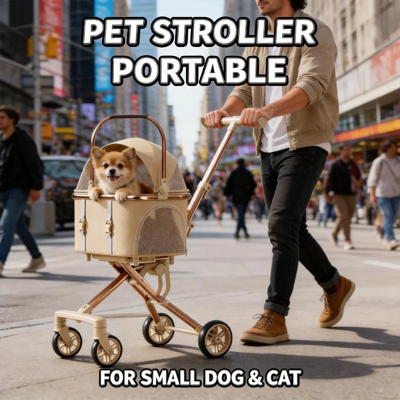 2026 New One Click Foldable Pet Stroller Portable Separable Light Weight Universal Outdoor Travel for Cats and Dogs Pet Stroller