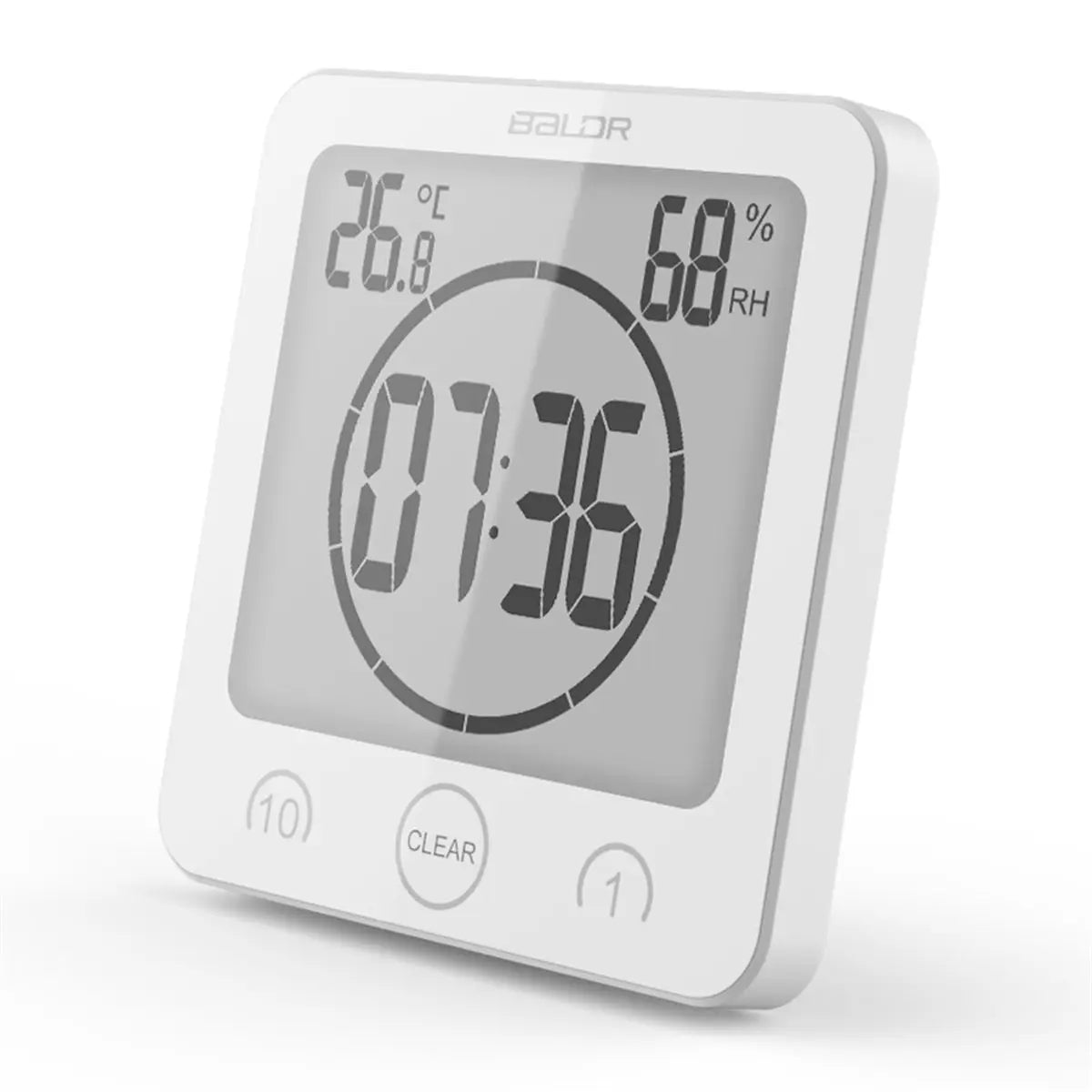 Waterproof Bathroom Wall Clock Digital Shower Clock Timer with Touch Screen, Temperature, Hanging Hole Stand for Kids & Adults