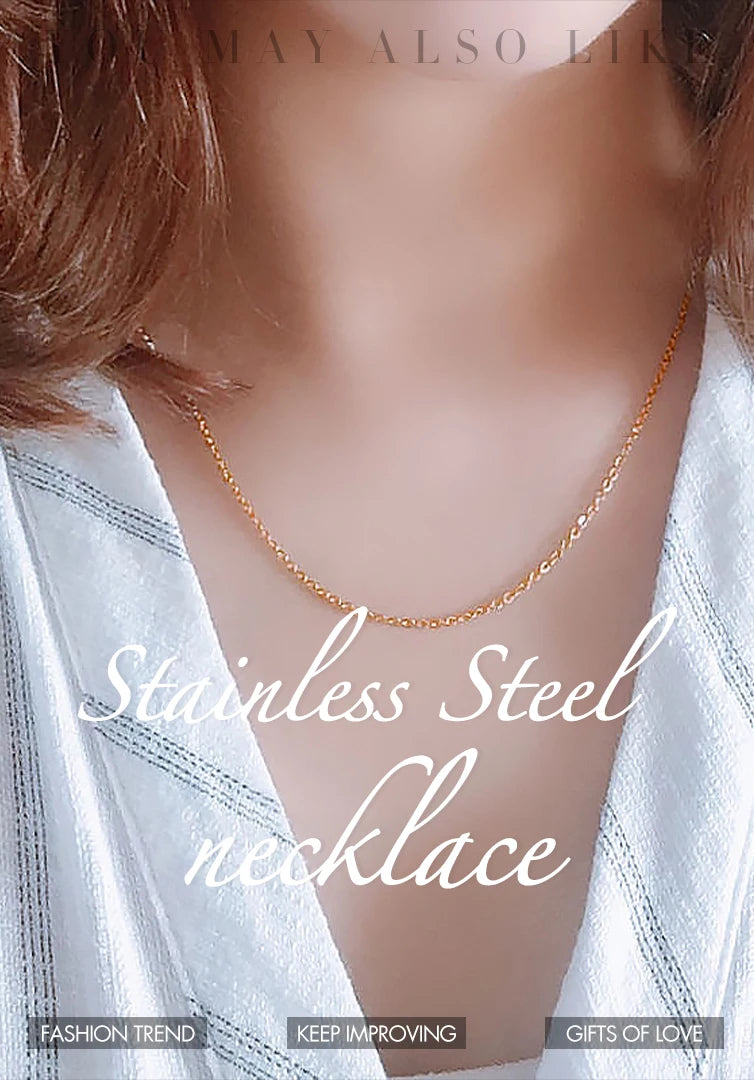 LUXUSTEEL 10Pcs/Lot Stainless Steel Chains 2mm/1mm O Shape Rolo Link Cuban Long Necklace For Women Pendant DIY Jewelry Wholesale