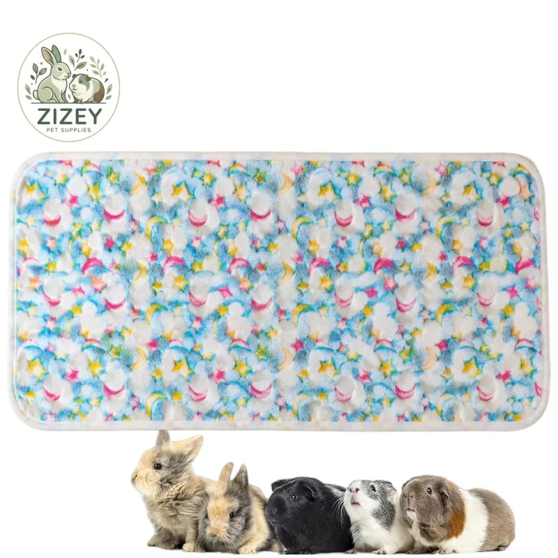 Reusable Small Animal Cage Pad, 47in×24in, Guinea Pig Cage Liner, Reusable Bedding Perfect Fleece Liner for Guinea Pig & Rabbit
