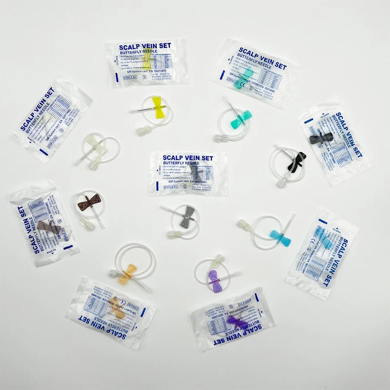 100 PCS Disposable Screw-type Butterfly Infusion Needle Double-wing Infusion Needle for Pet Care Room Suitable for Cats and Dogs