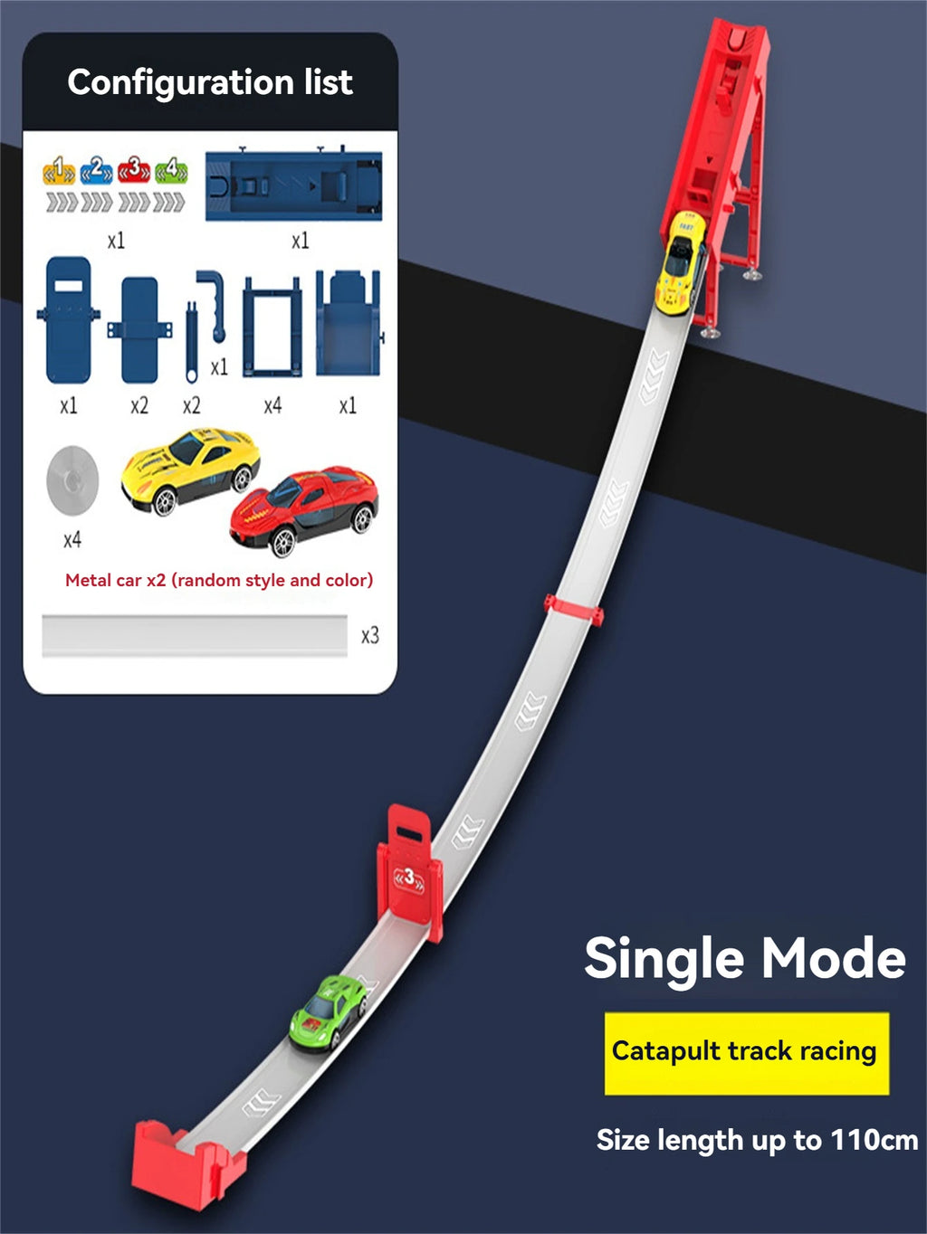 Children's catapult track car, alloy car, multiplayer competitive track car, DIY track assembly, fun toy car