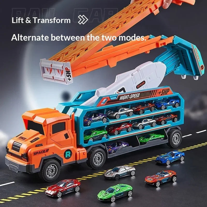 Large Scale Inertia Sliding Engineering Car Toy 3D Lifting Track Playset Interactive Educational Birthday Holiday Gift