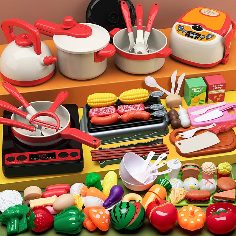 Cutting Play Food Toy for Kids Kitchen Pretend Fruit & Vegetables Accessories Educational Toy Food Kit for Toddler Children Gift
