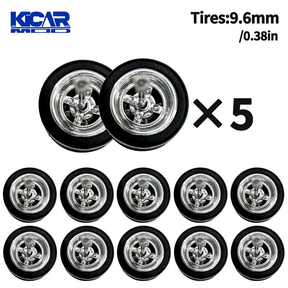 1/64 Model Q Car Wheels with Detachable Slicks Rubber Tires for Toy Model Diecast Cars Refiting Parts for MINIGT  (5 Cars)
