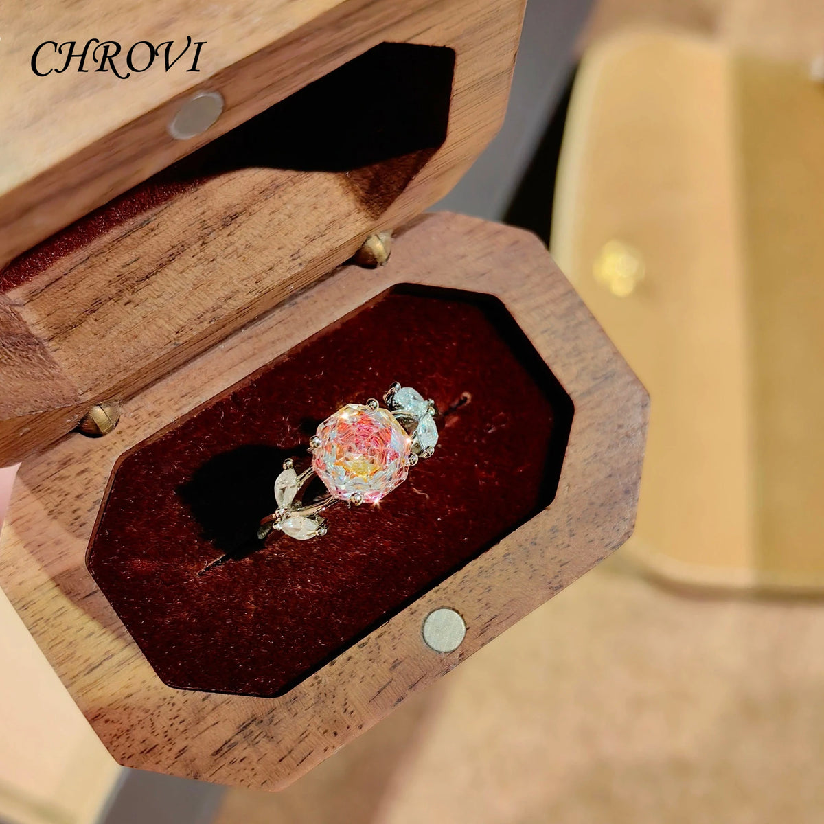 925 Sterling Silver Octagonal Millennium Rose Cut Necklace Pendant Diamond Stud Earrings Colorful Ring for Women Jewelry