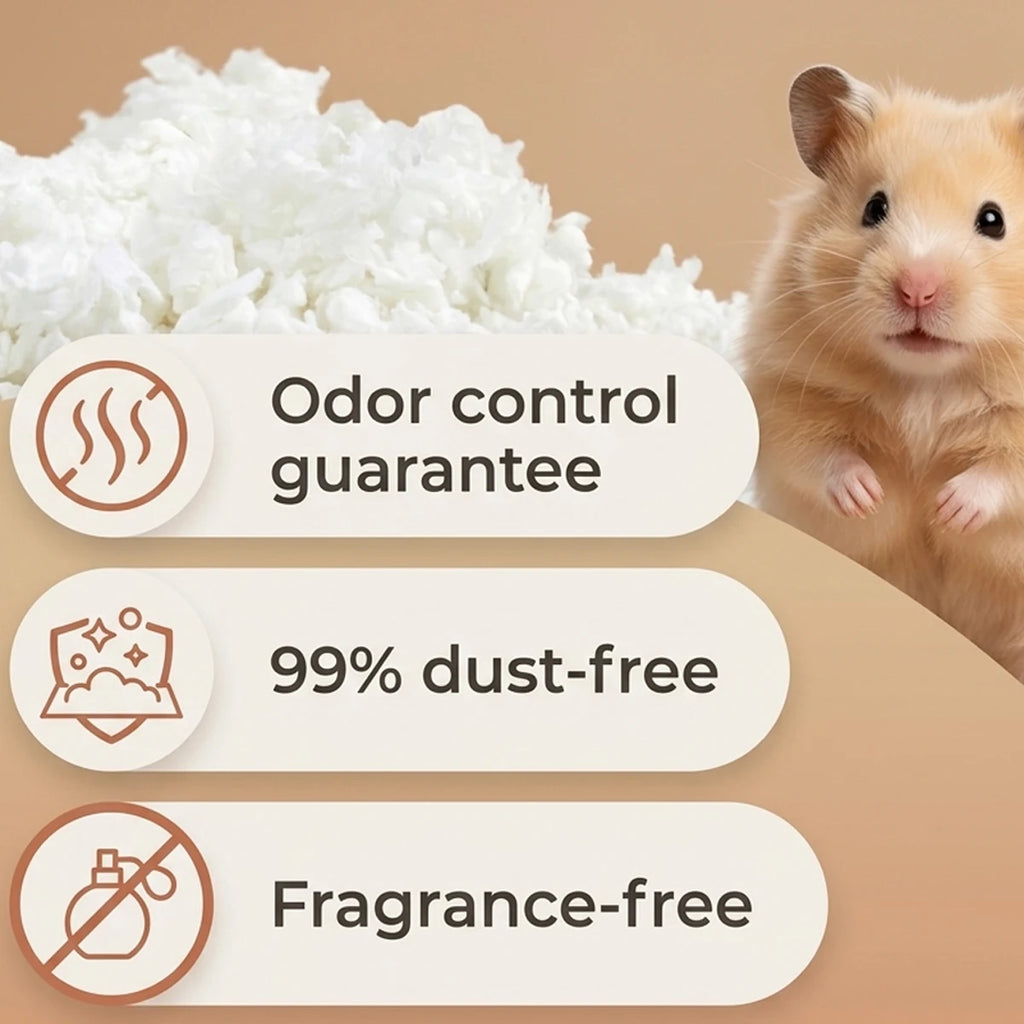 850g Paper Cotton Hamster Bedding Dust-Free Paper Fluff Large Pack Odor Control Super Absorbent Warm Pad for Syrian Hamster