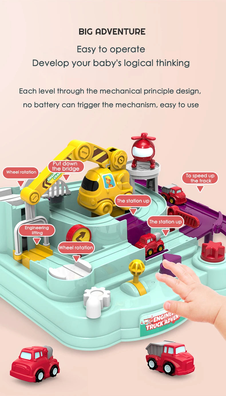 Car Train Track Sets Racing Rail Model Educational Toys Children Adventure Game Mechanical Interactive Animals Space Rocket Toy