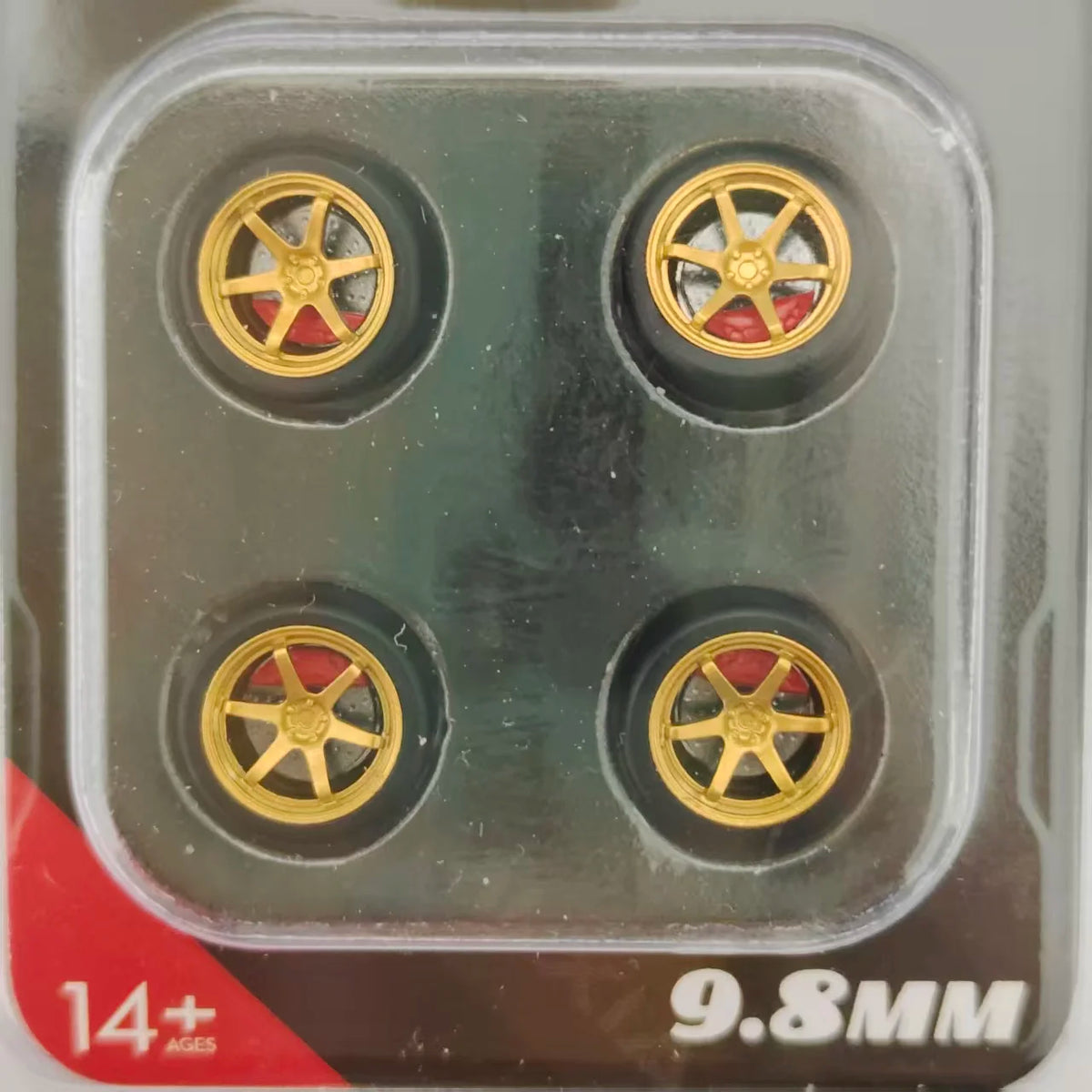 1/64 Car Model Bearing Wheels 9.8mm 10.8mm Rubber Tires W Brake Disc Caliper Axles Modify Spare Parts for 1:64 Cars
