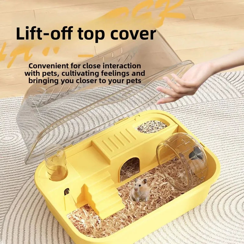 Plastic Hamster Cage, Transparent Panoramic View, Luxury Villa for Golden Hamsters, Double-Layered