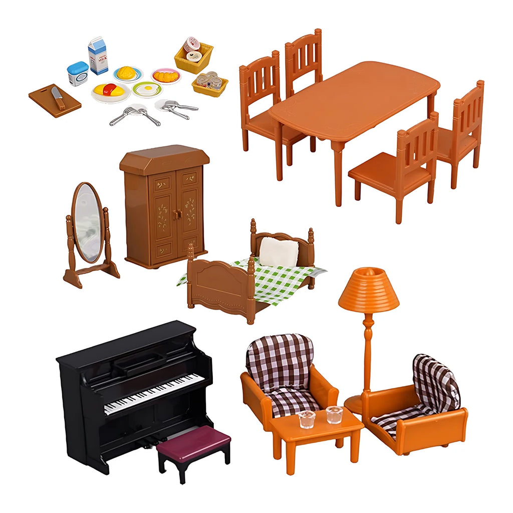 Miniature Furniture 1:12 Dollhouse Kitchen Livingroom Bedroom Set DIY Scene Doll Play Decoration Girl Toy House Gift