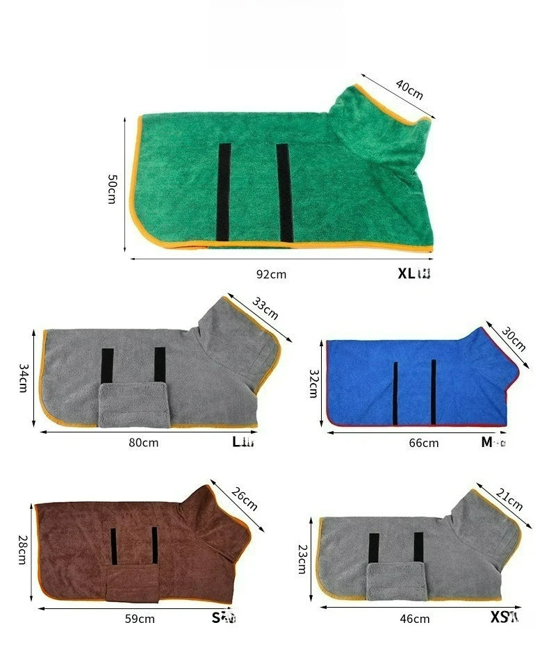 Super Absorbent Pet Towel Bathrobe for Large Dogs All-over Wrap Quick Drying Breathable Year-round Cleaning Dog Bathrobe Towels