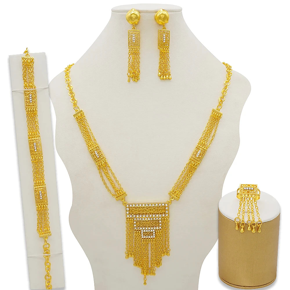 Ethiopian Fashion Women's Jewelry Set African Wedding Jewelry Set Necklace, Bracelet, Earrings, and Ring Set