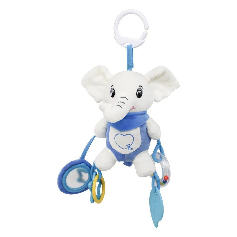 Cartoon Animal Plush Baby Hanging Rattle Toy with Teether Crinkle Paper Infant Soothing Doll Sensory Stroller & Crib Toy