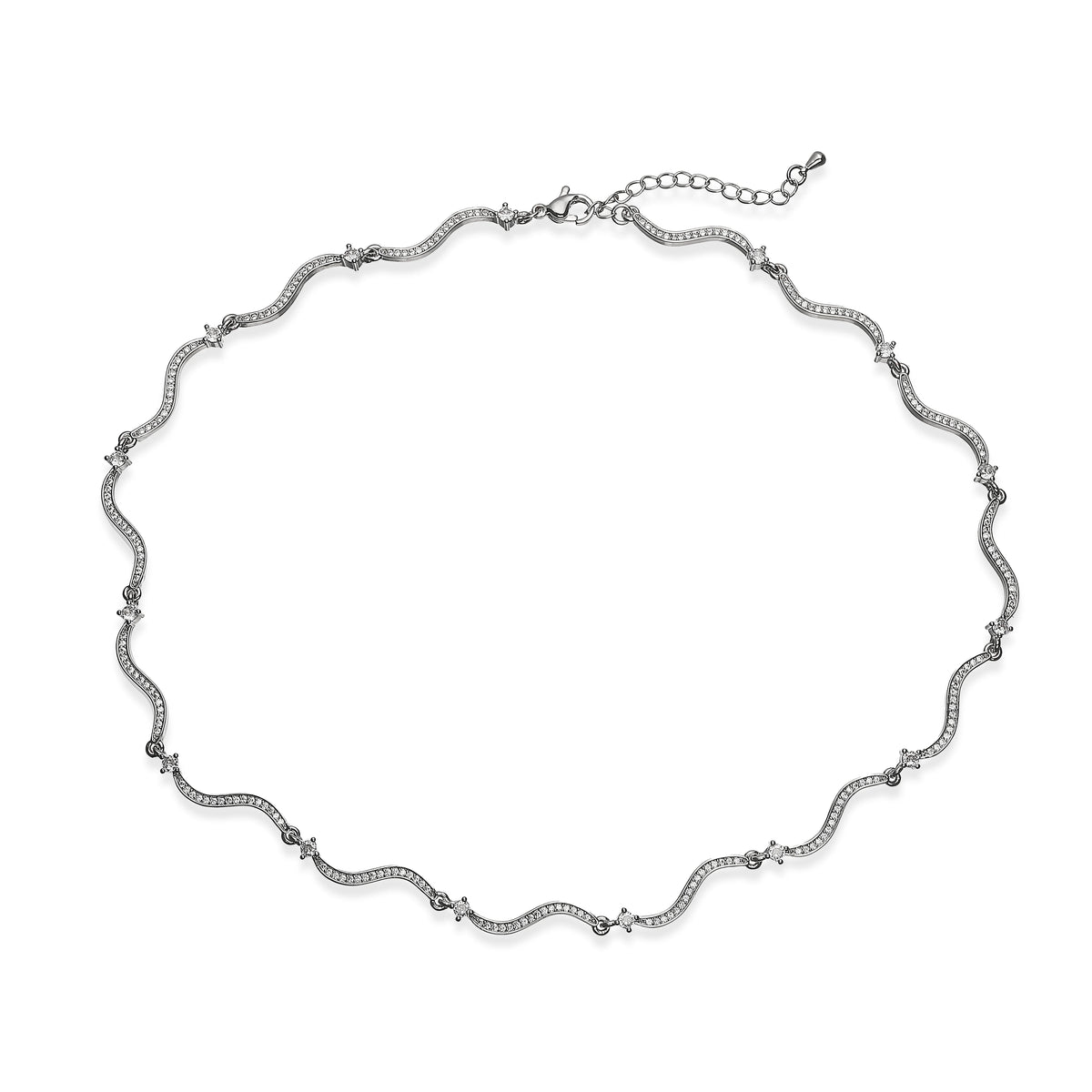 HECHENG,Korean Minimalist Style Fashion Wavy CZ Stone Chain Necklace/Bracelet/Ring Collar Jewelry Gift Selection 1 Pc