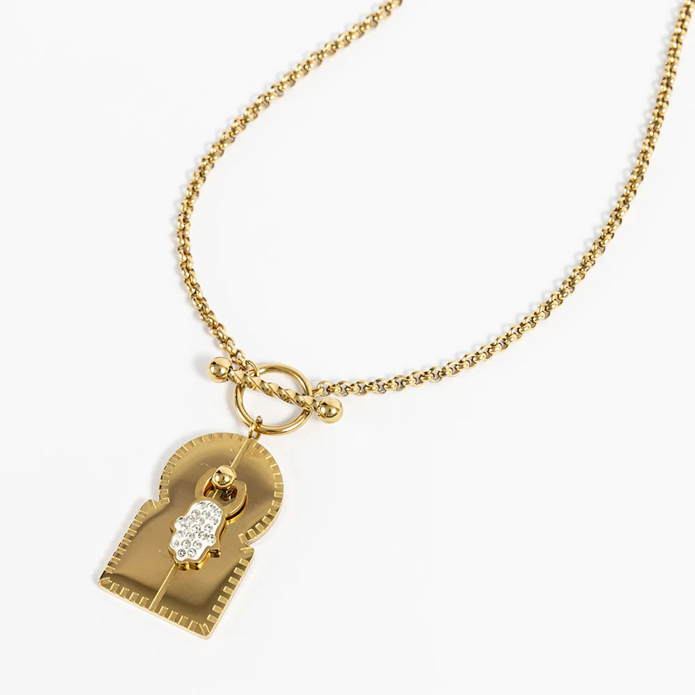 2025 Vintage Simple Colored Heart Tarot Pendant Necklace Fashionable Geometric Jewelry Anniversary stainless steel for Women