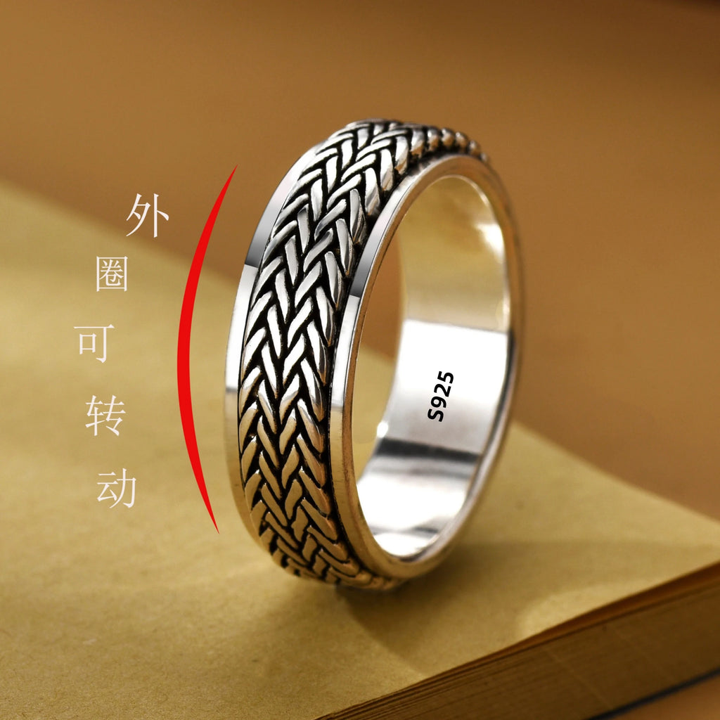 Fashion Simple S925 Sterling Silver Ring Elegant Rotating Rings for Stress Management and Fashion Enthusiasts Creativity Jewelry