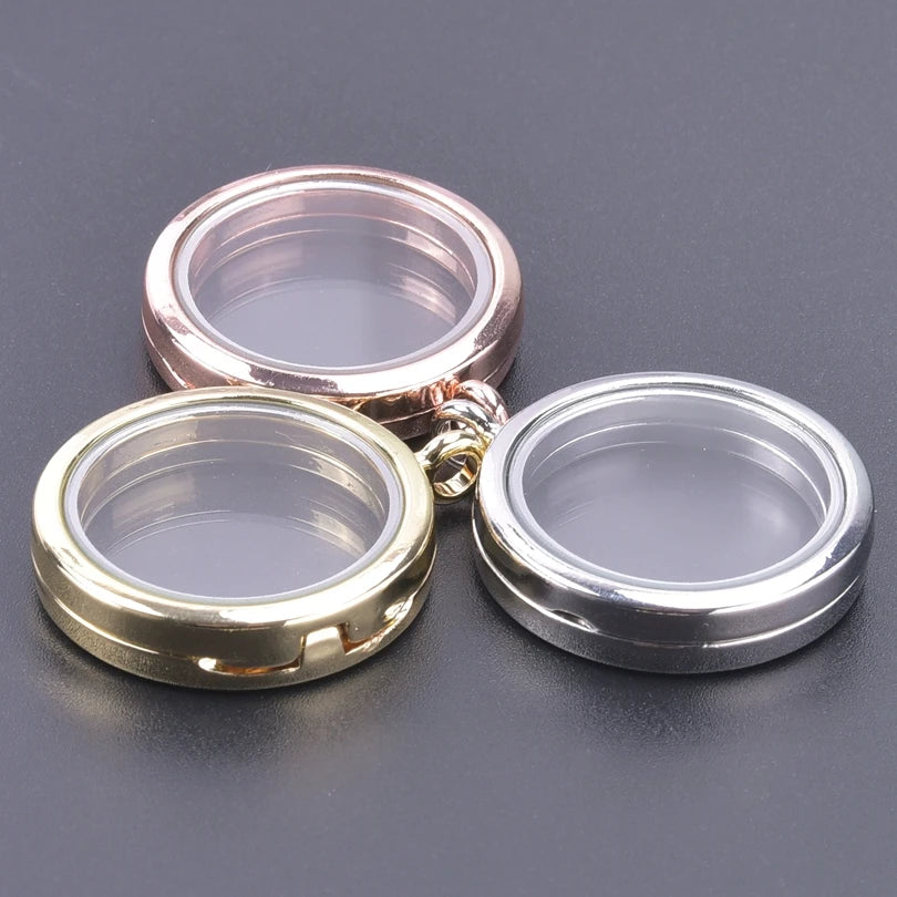 10Pcs/Lot Openable Round Living Reliquary Picture Locket Pendant Glass Floating Cremation Urn Medaillon Colgantes Jewelry Making