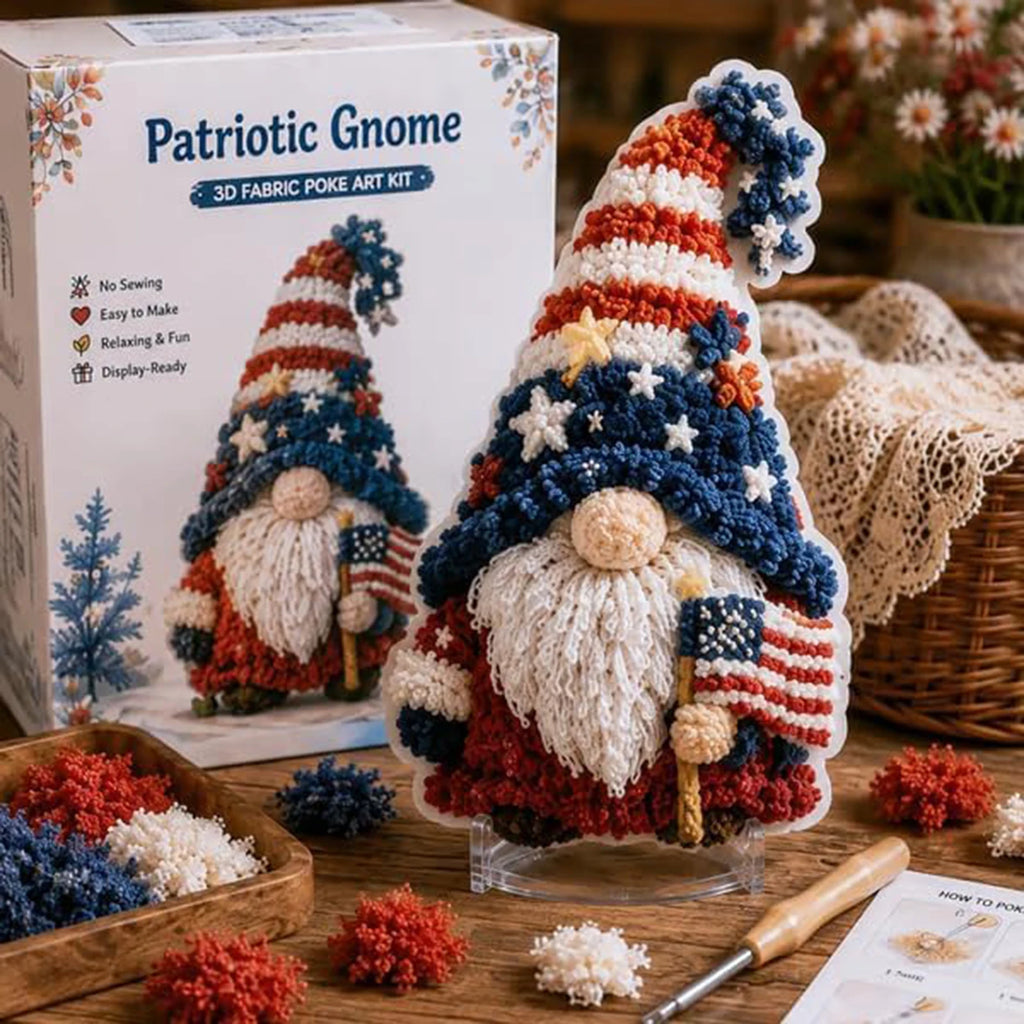 Seasonal Gnome Figurine DIY Fabric Punch Needle Kit 3D Holiday Decoration No Sewing Adult Craft Set